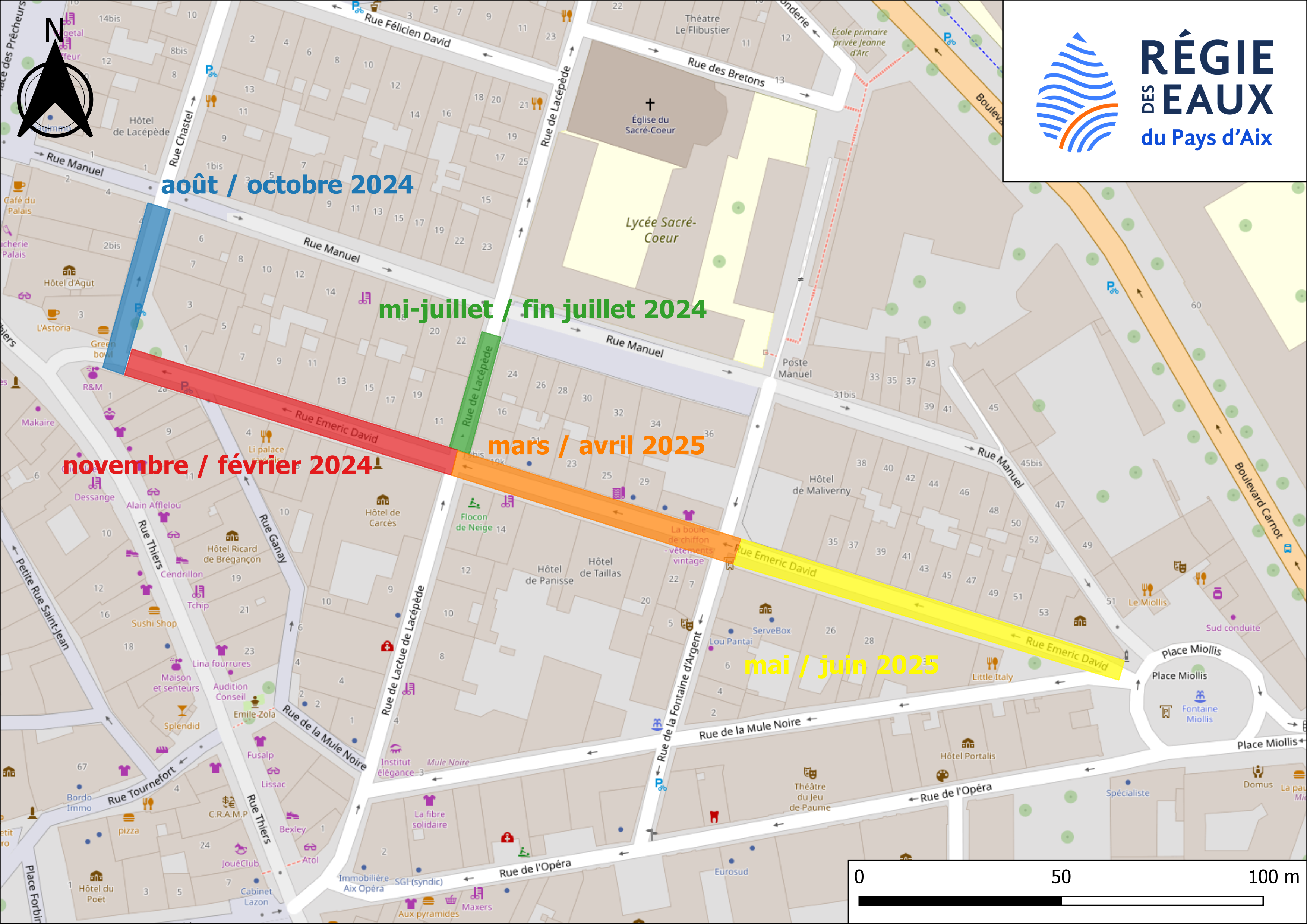 Plan de circulation allée des Tilleuls - chantier Venelles 2024